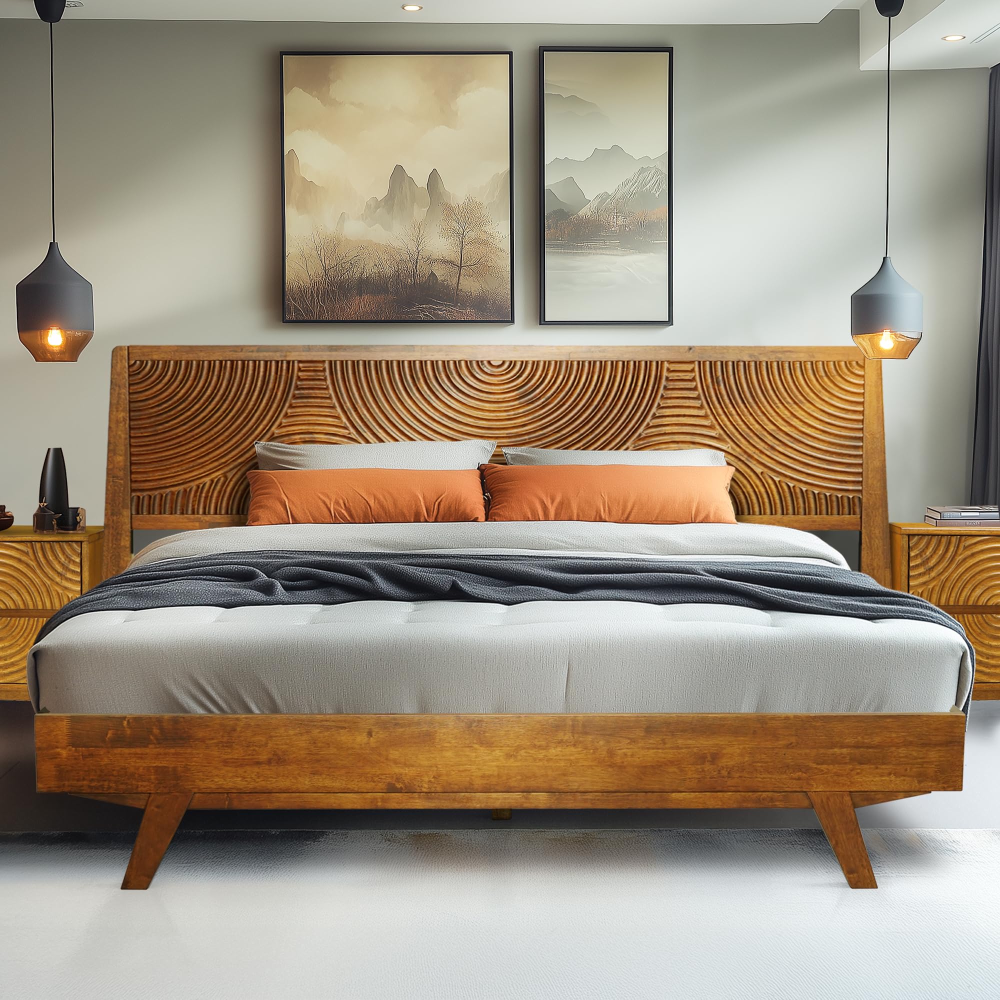 Amazon.com: Acacia Harmony Queen Platform Bed Frame – Solid Rubber