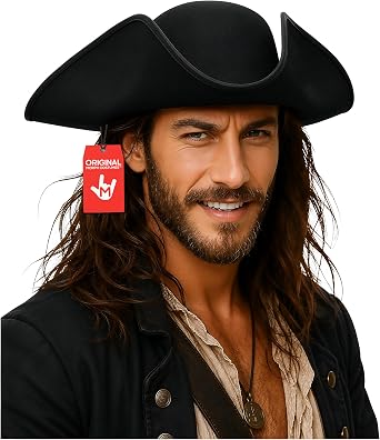 Nicky Bigs Novelties Morph Pirate Hat For Women Men Colonial Three Cornered Tricorn Hat Adult Buccaneer Costume Accessories