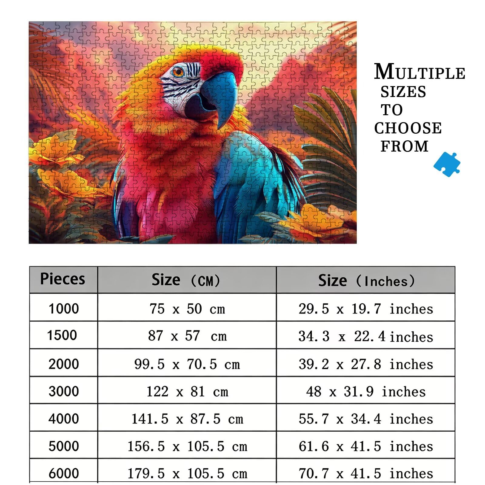 Puzzle 2000 Teile Tier, Holzpuzzle Erwachsene, Klassisches Lernspiel Puzzle Papagei, Groß Impossible Jigsaw Puzzles, Wunderschönes Deko Puzzes und Geschenke, Bastelset Erwachsene 99.5 X 70.5cm 8p-99