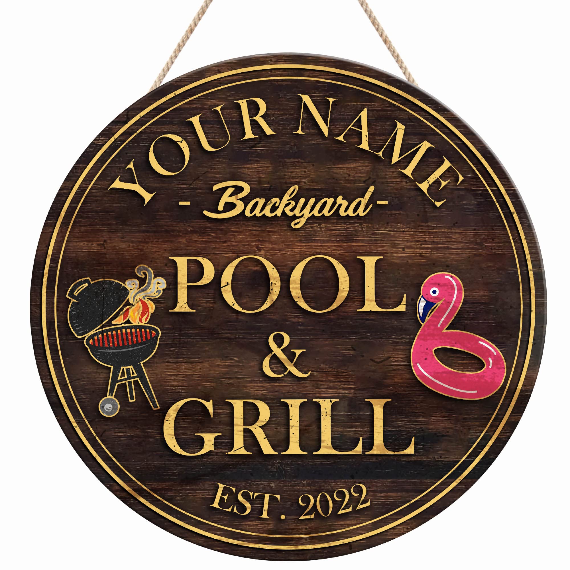 WODORO Custom Backyard Bar & Grill Sign, BBQ Party Pool Poolside Decorations Outdoor Porch Deck Patio Bar Sign Open Bar Door Garden Yard Wall Plaque,