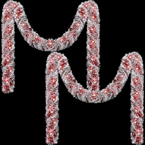 Miniatura 16 de Ceenna 2 guirnaldas de oropel de Navidad de 32.8 pies con 100 luces LED de 32.8 pies para colgar en la pared, árbol de Navidad, decoración de