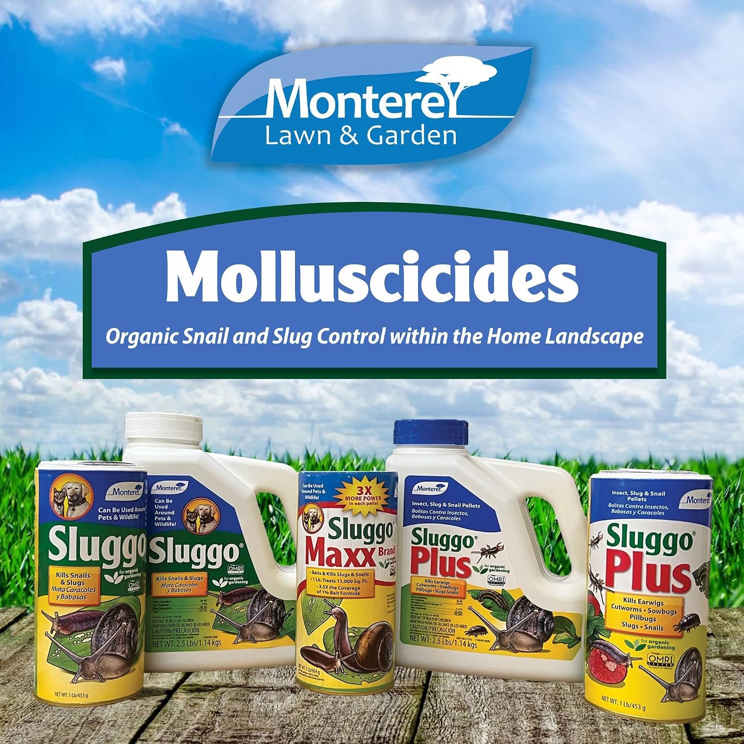 Monterey - Sluggo Plus - Snail & Slug Killer, Plus Controls Other Insects, OMRI Listed for Organic Gardening - 2.5 Pounds
