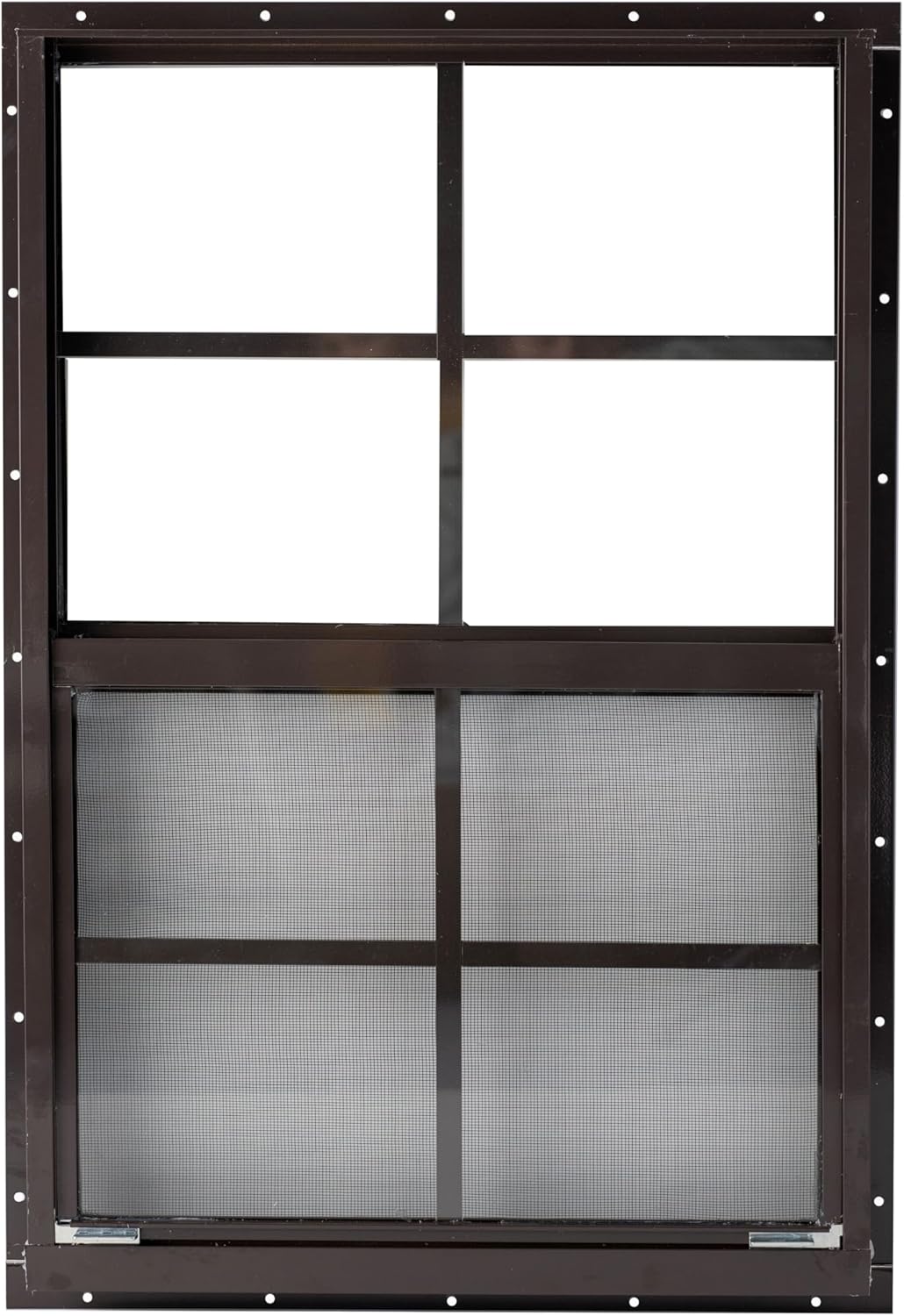 Shed Window 18x27 - Vertical Slider with Built-in Bug Screen (Brown)