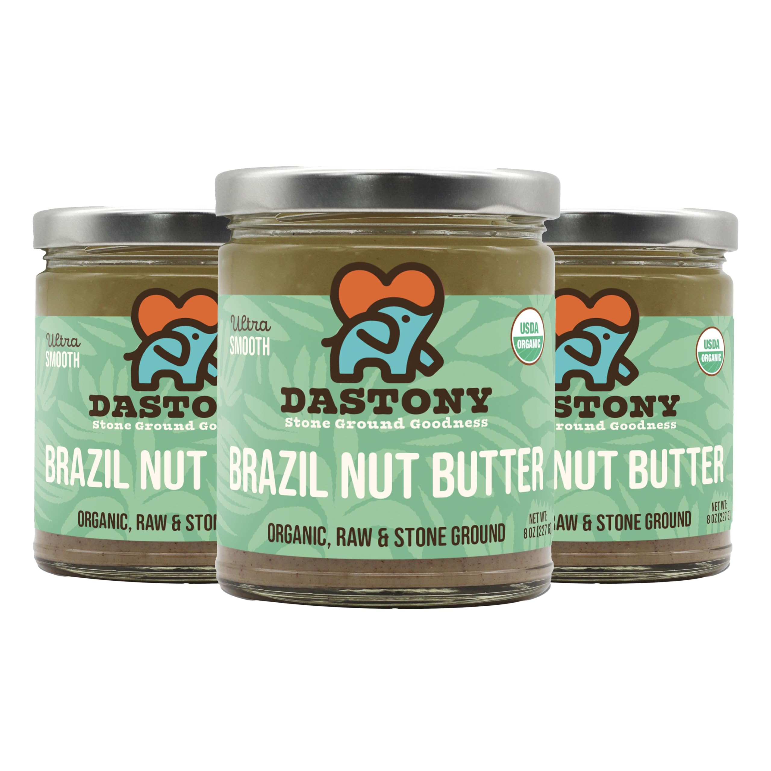 Dastony Organic Raw Brazil Nut Butter, 8 oz | Only One Ingredient | Vegan, Paleo and Keto Friendly, Non GMO, Gluten-free - Pack of 3