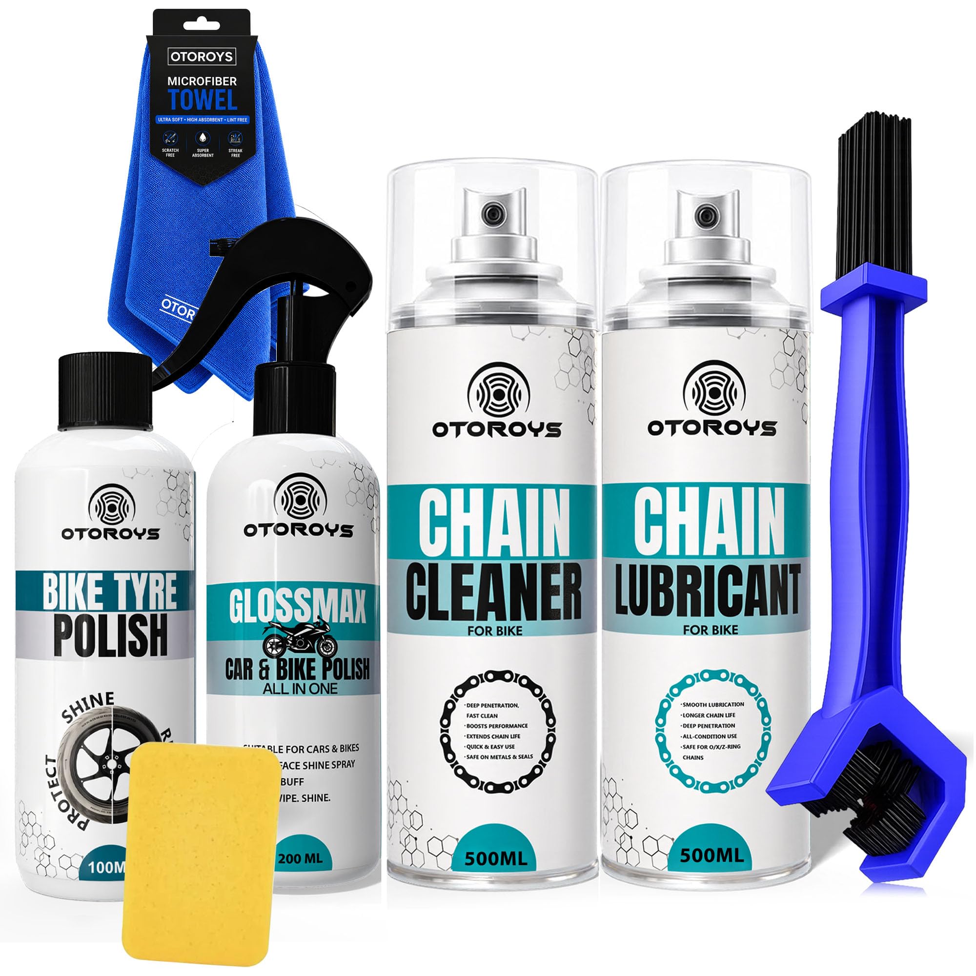 Otoroys Premium Synthetic Adhesive Chain Lubricant Spray,Chain Cleaner Bike Polish with Chain Brush Chain Oil (1500 ml)-image-12