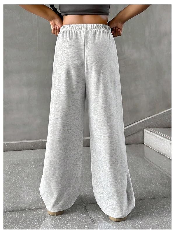 RoseSeek Girl's Drawstring Waist Wide Leg Baggy Workout Summer Pants Grey by RoseSeek - Used condition - Image 3