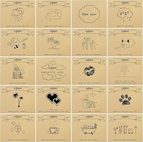 20 sobres abiertos cuando se abren cuando se abre, regalo romántico de relaciones de larga distancia, regalo abierto cuando las letras se van de