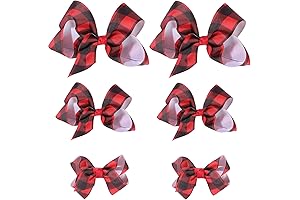 6-piece Red Black Christmas Hair Bows Clip