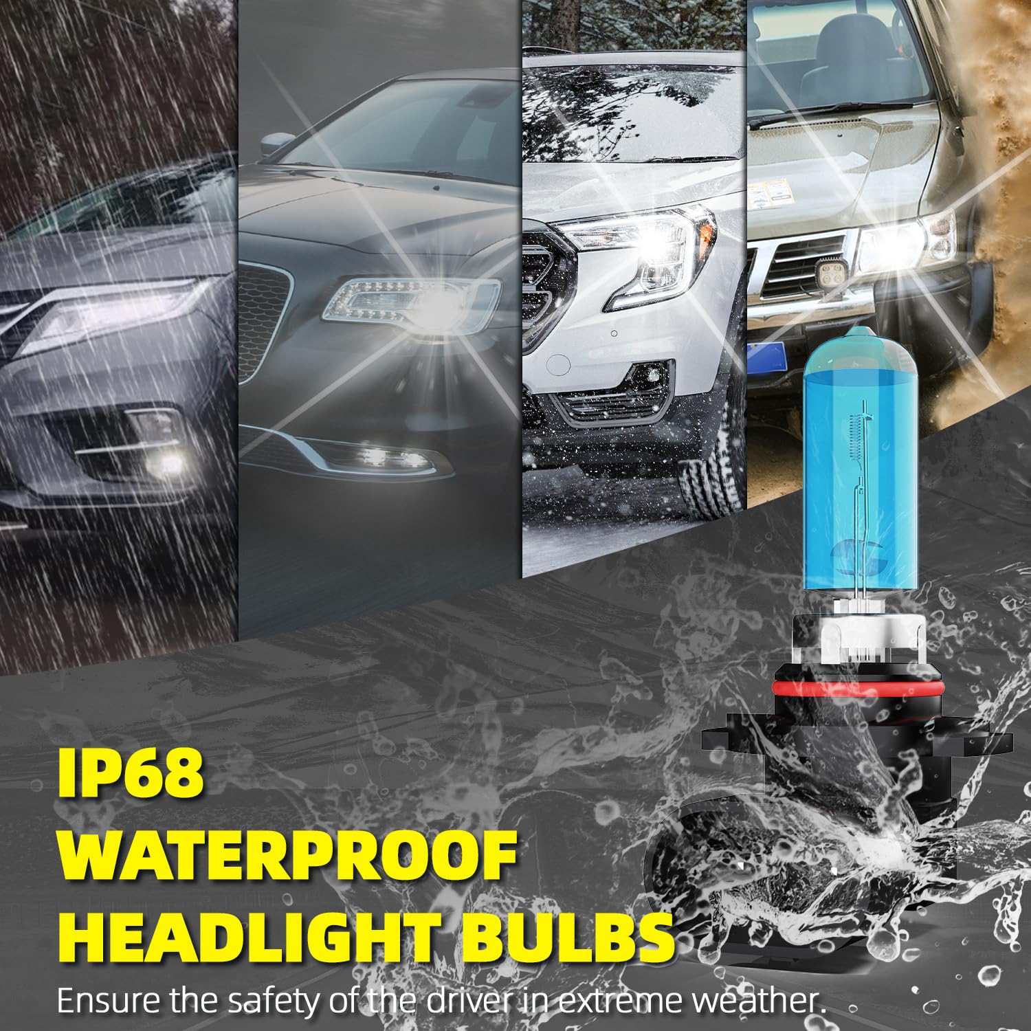 LED Headlight Bulbs For GMC Sierra 1500 2014-2015 – 9012 High/Low Beam + H16 Fog Light, 4-Pack, 6500K, 600% Brighter - View #5