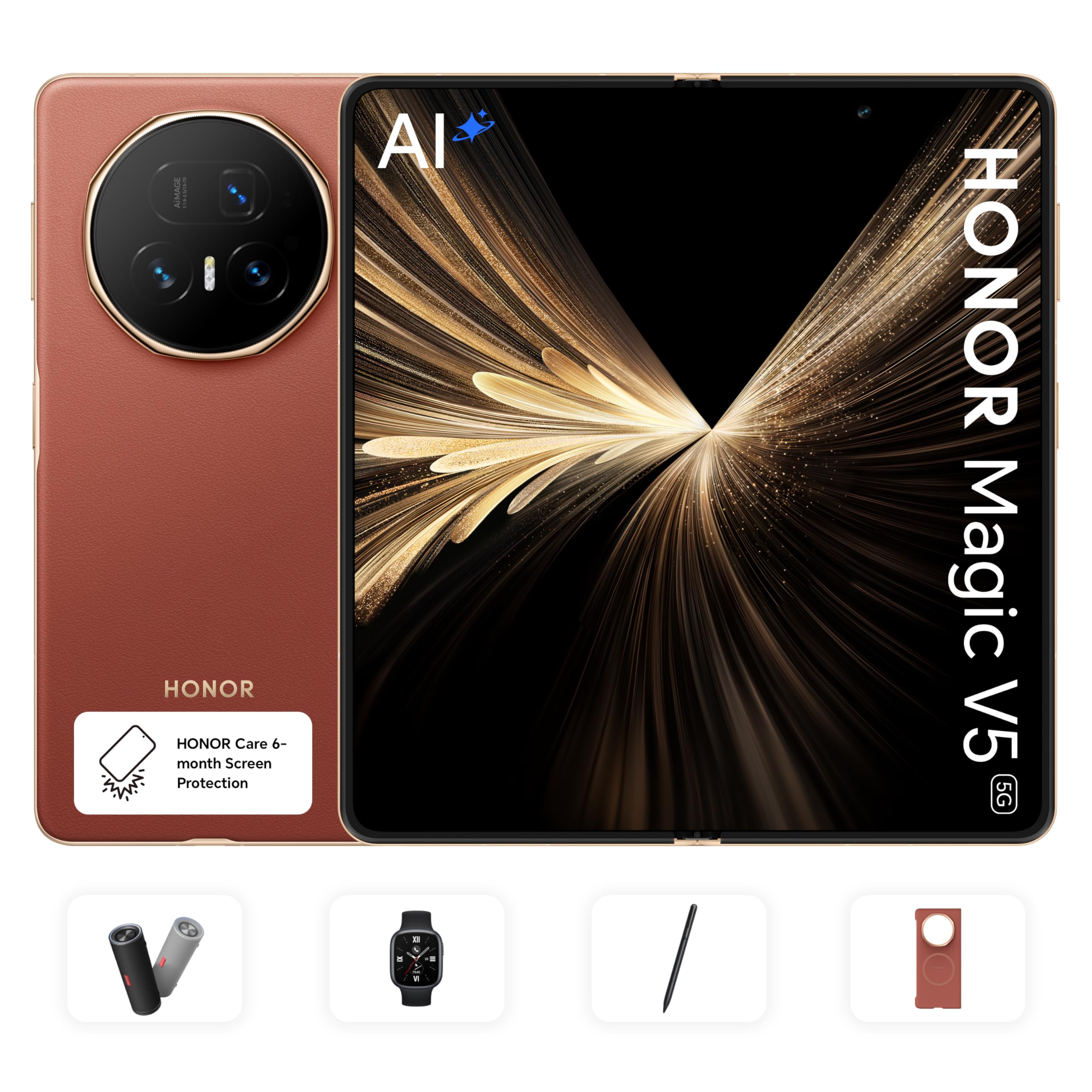 HONORMagic V5 16GB RAM 512GB Brown With Free Gifts & 6 Month Screen Insurance - Middle East Version