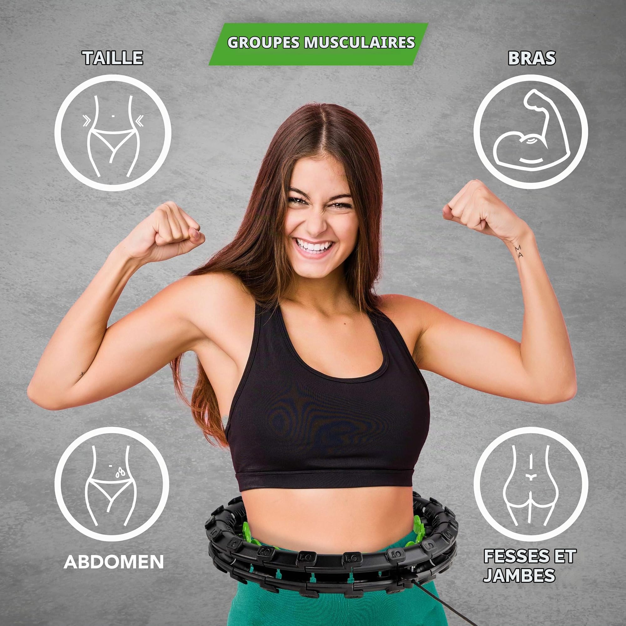 Tunturi Hula Hoop Cerceau réglable pour adultes et débutants, pour perte de poids et fitness