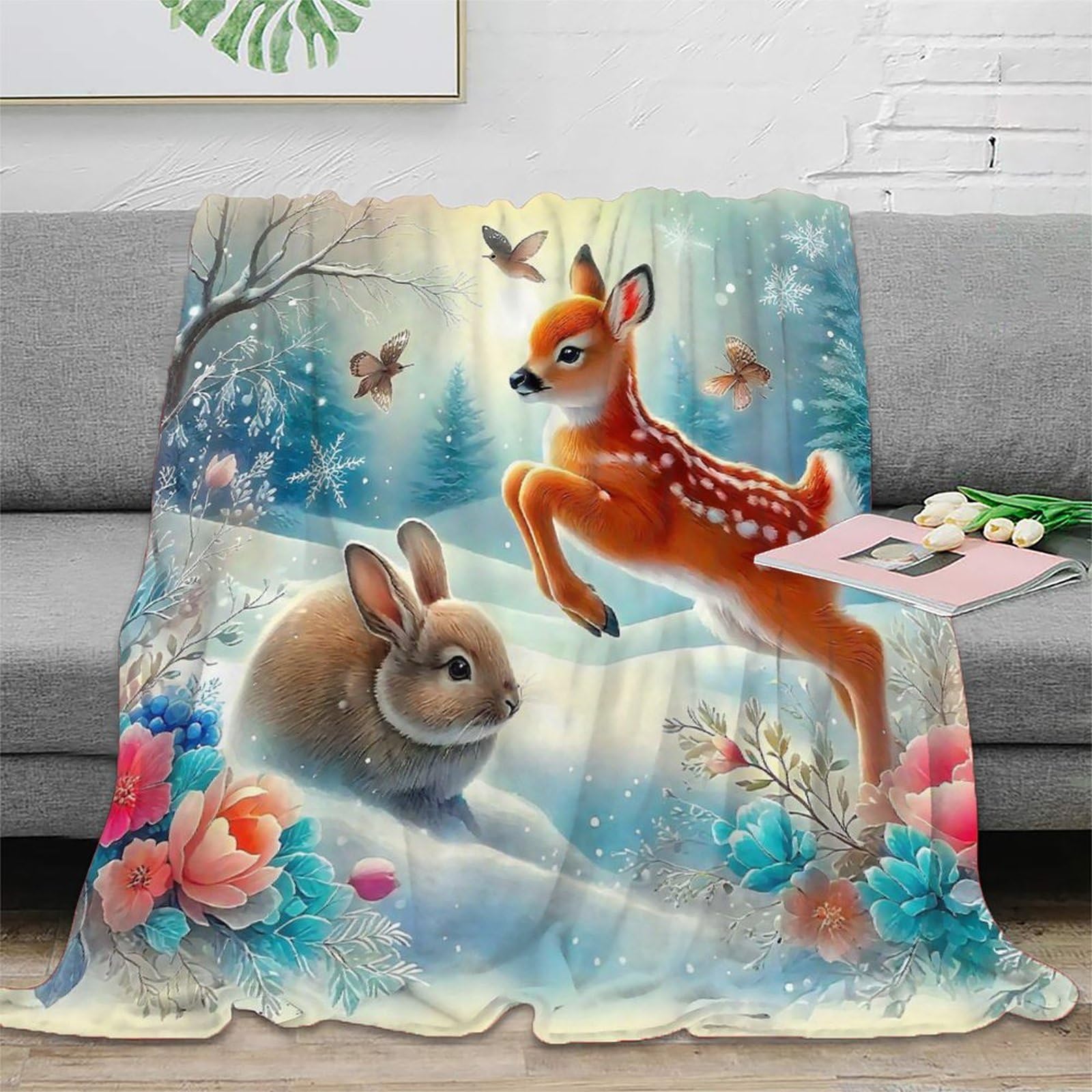 Couverture de lit chaude microfibre grand plaid lapin 3D