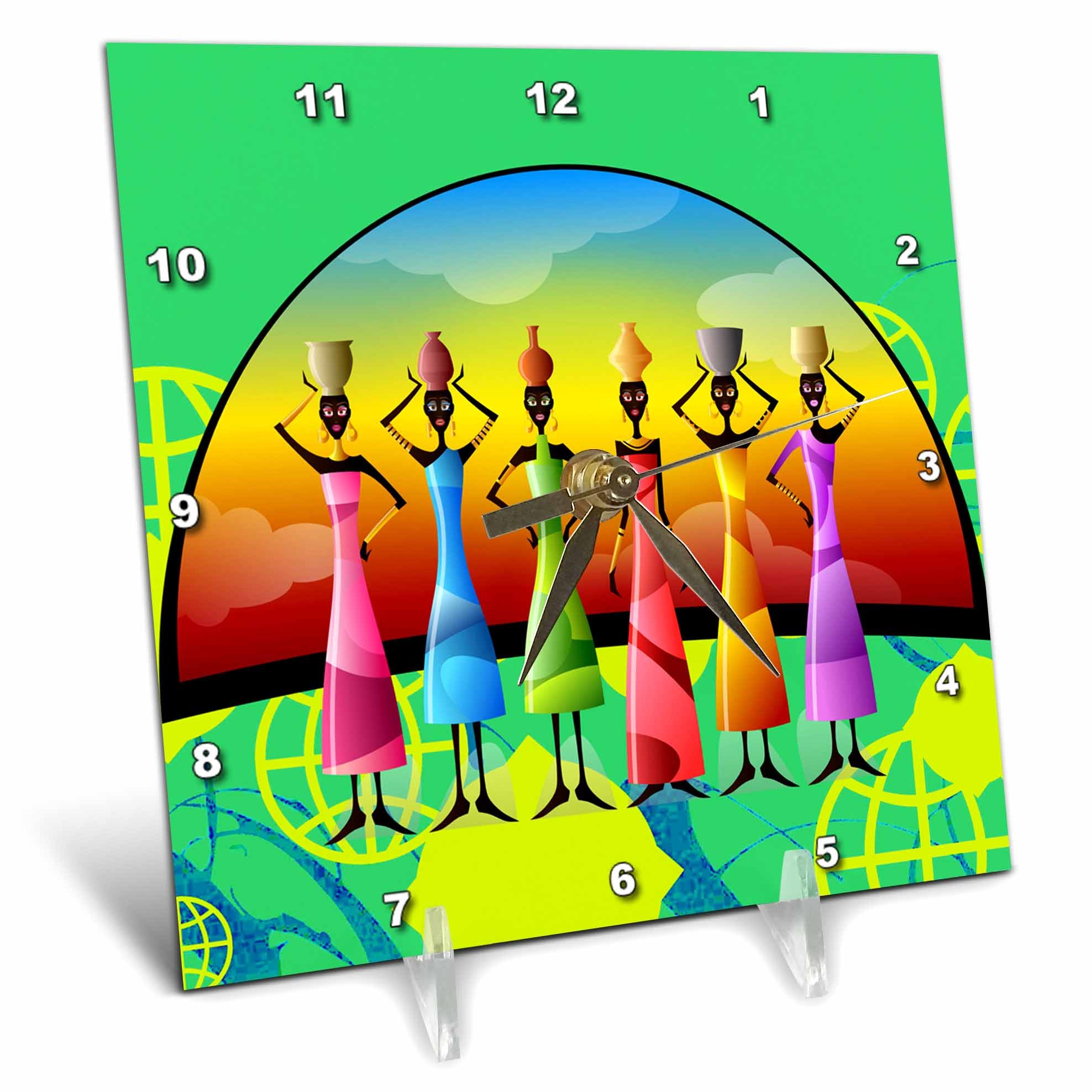 3dRose dc_205174_1 African American Woman Designer Art Original Desk Clock, 6 by 6