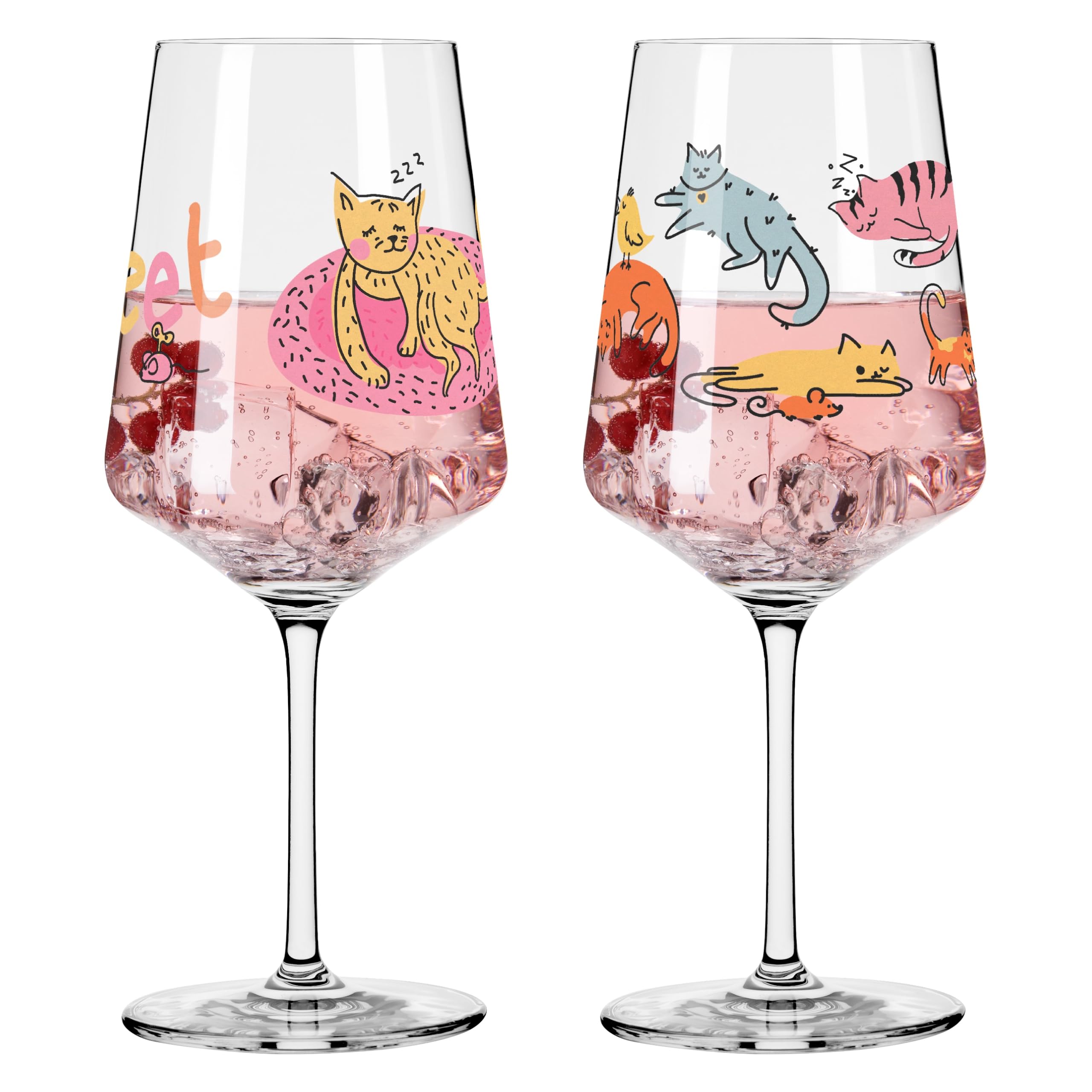 Ritzenhoff 3861003 Lot De 2 Gobelets Universels 400 Ml Série Allround N° 3 Avec Motif Assorti Fabriqué En Allemagne, Bleu/Rouge