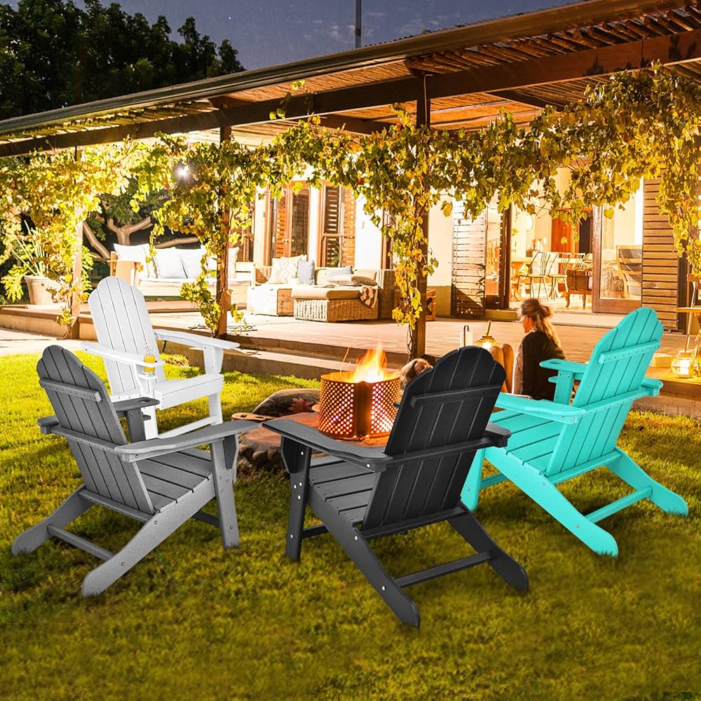 Giantex Set of 4 Adirondack Chair Outdoor Fire Pit Chairs, HDPE
