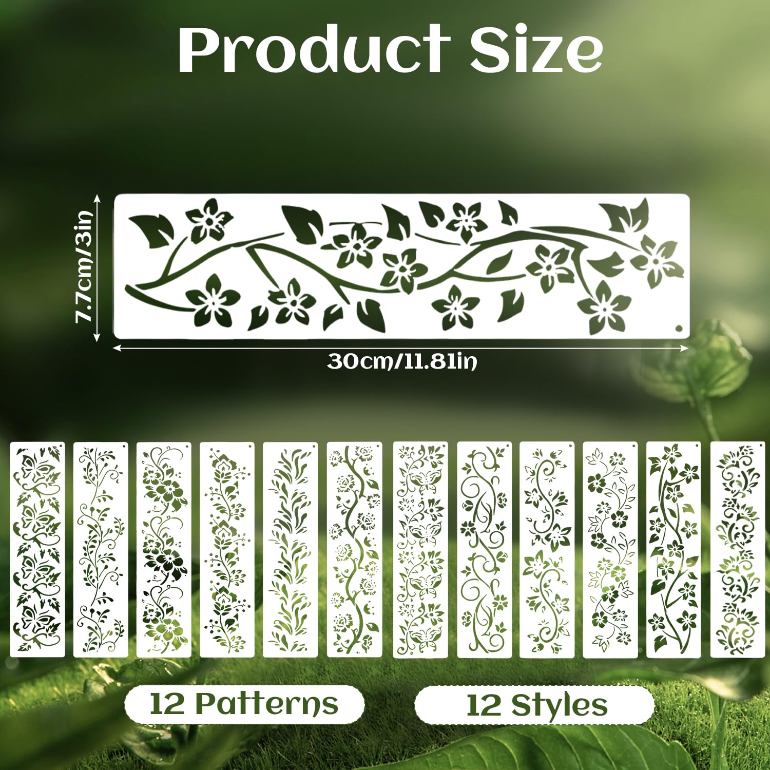REEKNOKOL Plantillas de Flores, 12 Unidades Patrones Reutilizables para Pared, Ladrillo, Manualidades, Pintura DIY, Scrapbook y Decoración