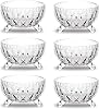 Set of 6 Footed Glass Bowls – Embossed Crystal Effect, Durable Thick Glass, Perfect for Desserts, Fruit Salad, Starters, Ice Cream, Appetisers – Elegant Individual Portion Bowls
