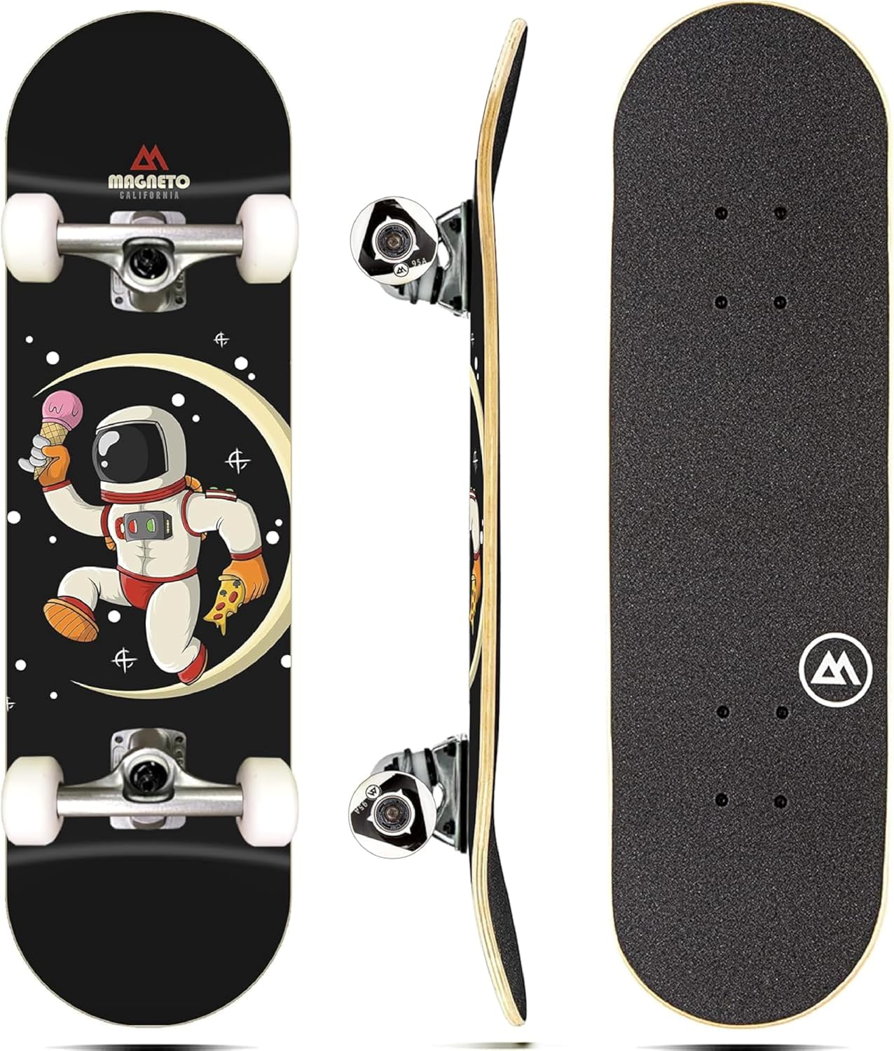 Magneto 27.5" Complete Cruiser Starter Skateboard for Kids Beginners - Double Kicktail Maple Deck, Premium Grip, Smooth Wheels