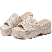 EQAUDES Platform Slip on Espadrille Sandals for Women Summer Wedges Slides -Flatform, Open Toe, Bohemia, Beach, Wedding