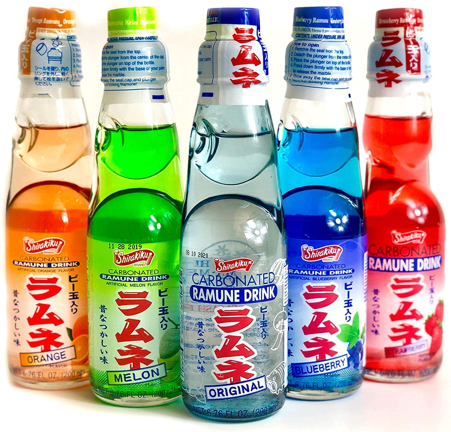 Ramune Japanese Soda Variety Pack - Shirakiku Multiple Flavors - Japanese Drink Gift Box (5 Count) (.1 Pack (6.76 Fl Oz (Pack of 5))