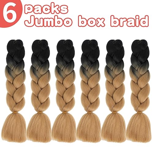 Miniatura 3 de Mclisle Extensiones de cabello trenzado de 24 pulgadas, resistente al calor, ganchillo, 6 unidadeslote, extensiones de cabello de fibra sintética de