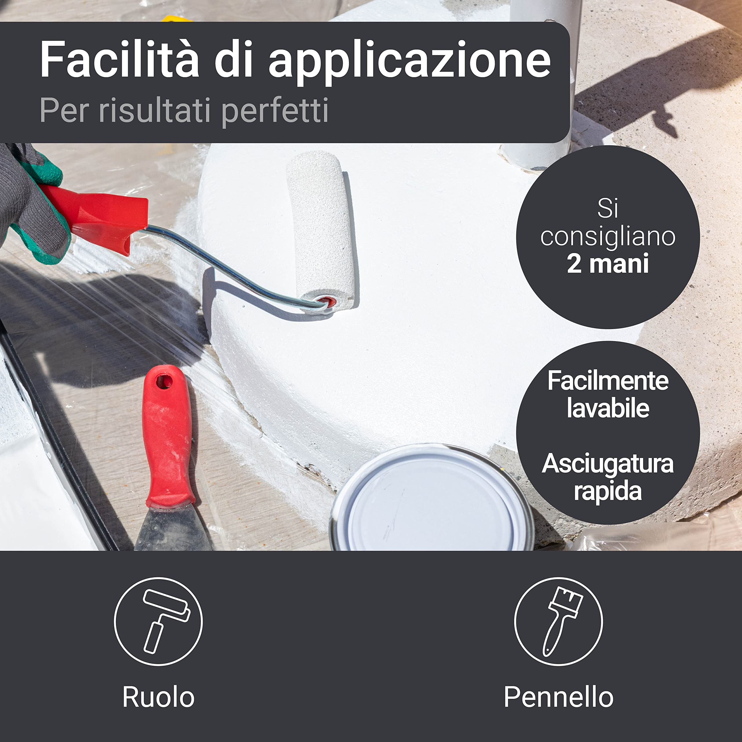 WO-WE Vernice per cemento W700 Pittura pavimenti Interni Grigio argento sim RAL 7001-10L