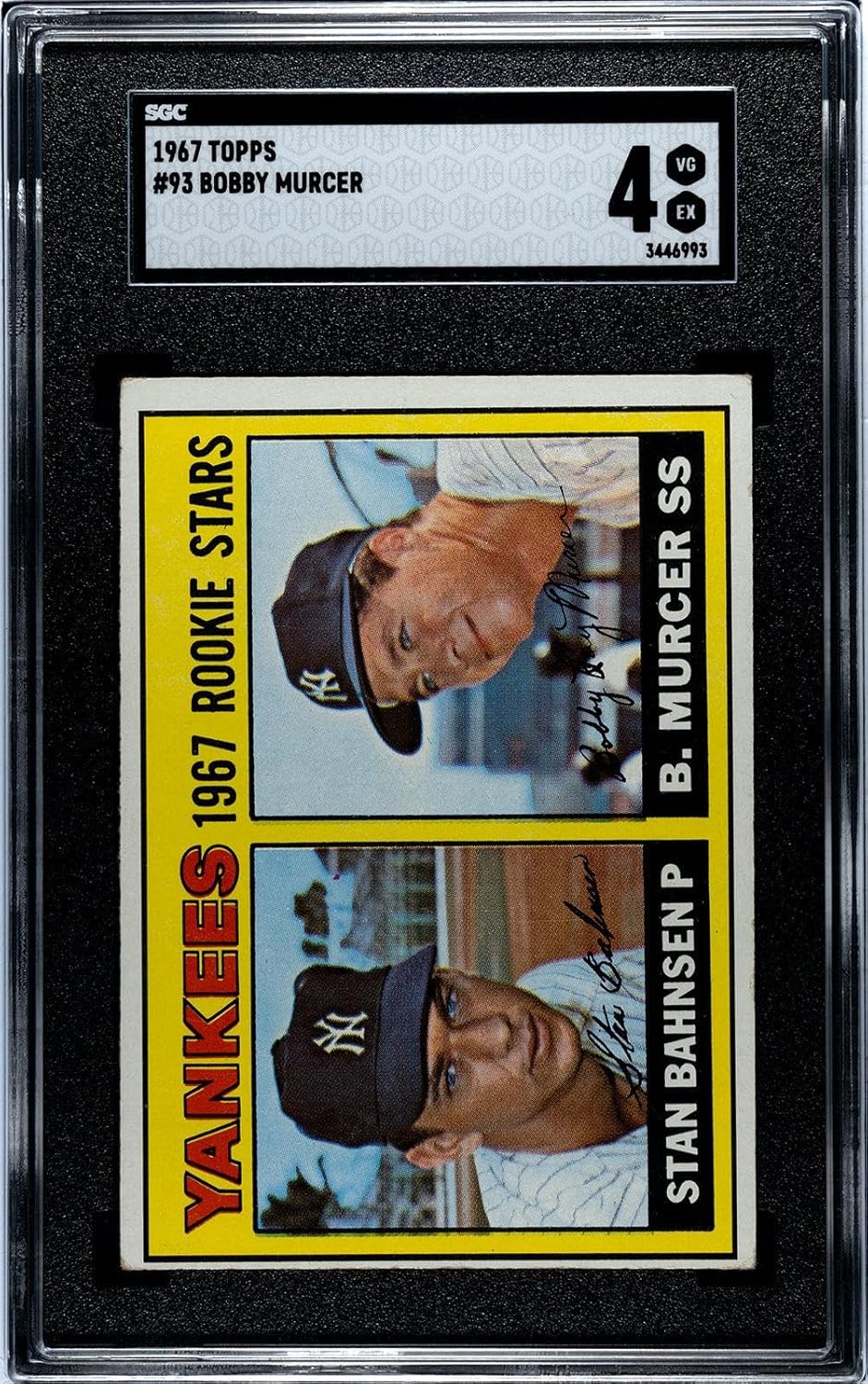 Stan Bahnsen Bobby Murcer 1967 Topps Rookie Stars Card #93 SGC 4 - Baseball Slabbed Rookie Cards