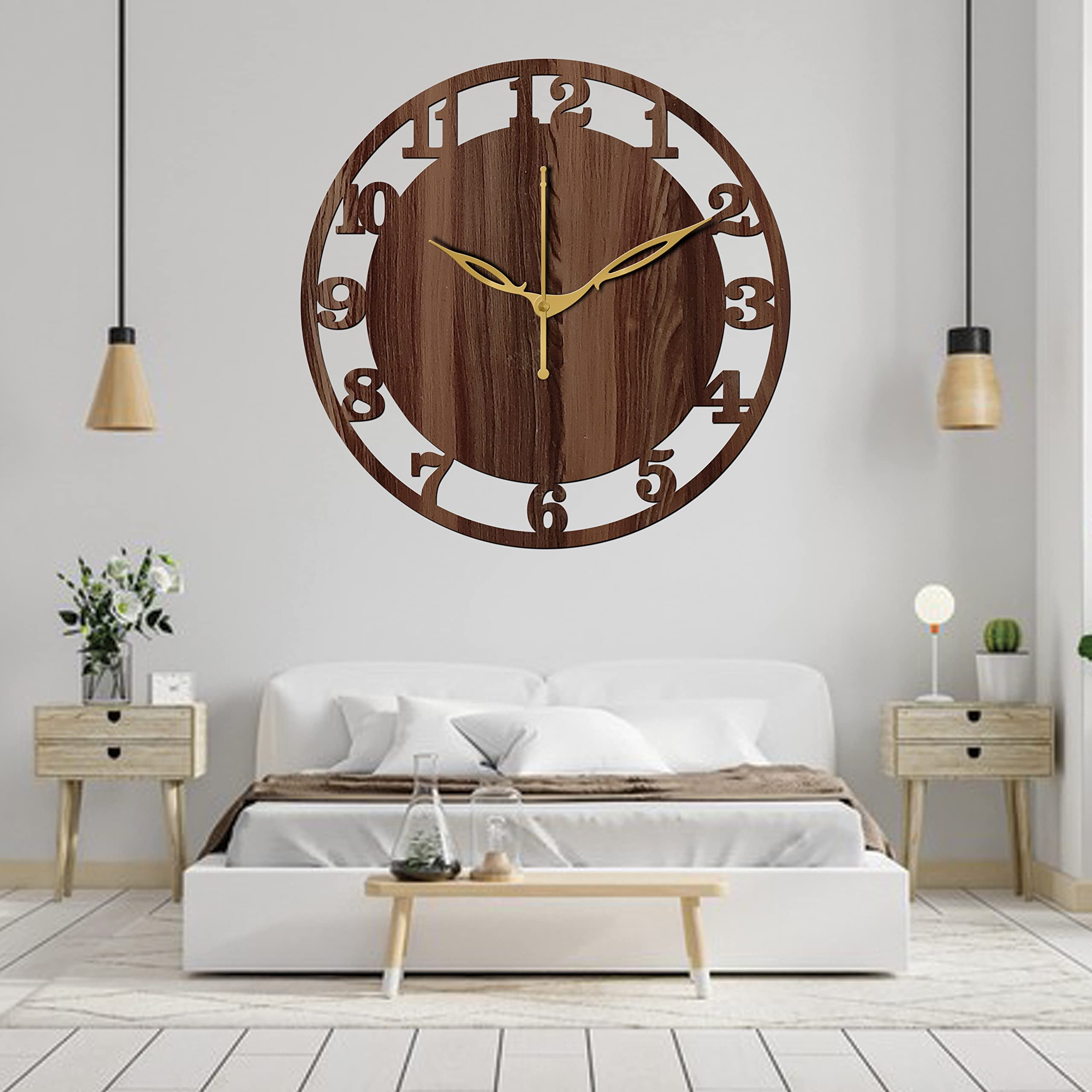 Freny Exim 10" Inch Wooden Analog Wall Clock (Wenge, Small Size, 25Cm X 25Cm)-028
