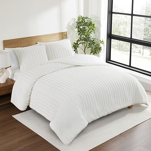 Miniatura 3 de UGG Kenzie - Juego de edredón matrimonialqueen con 2 fundas de almohada, ropa de cama de pelo sintético, suave, cálido, edredón alternativo,