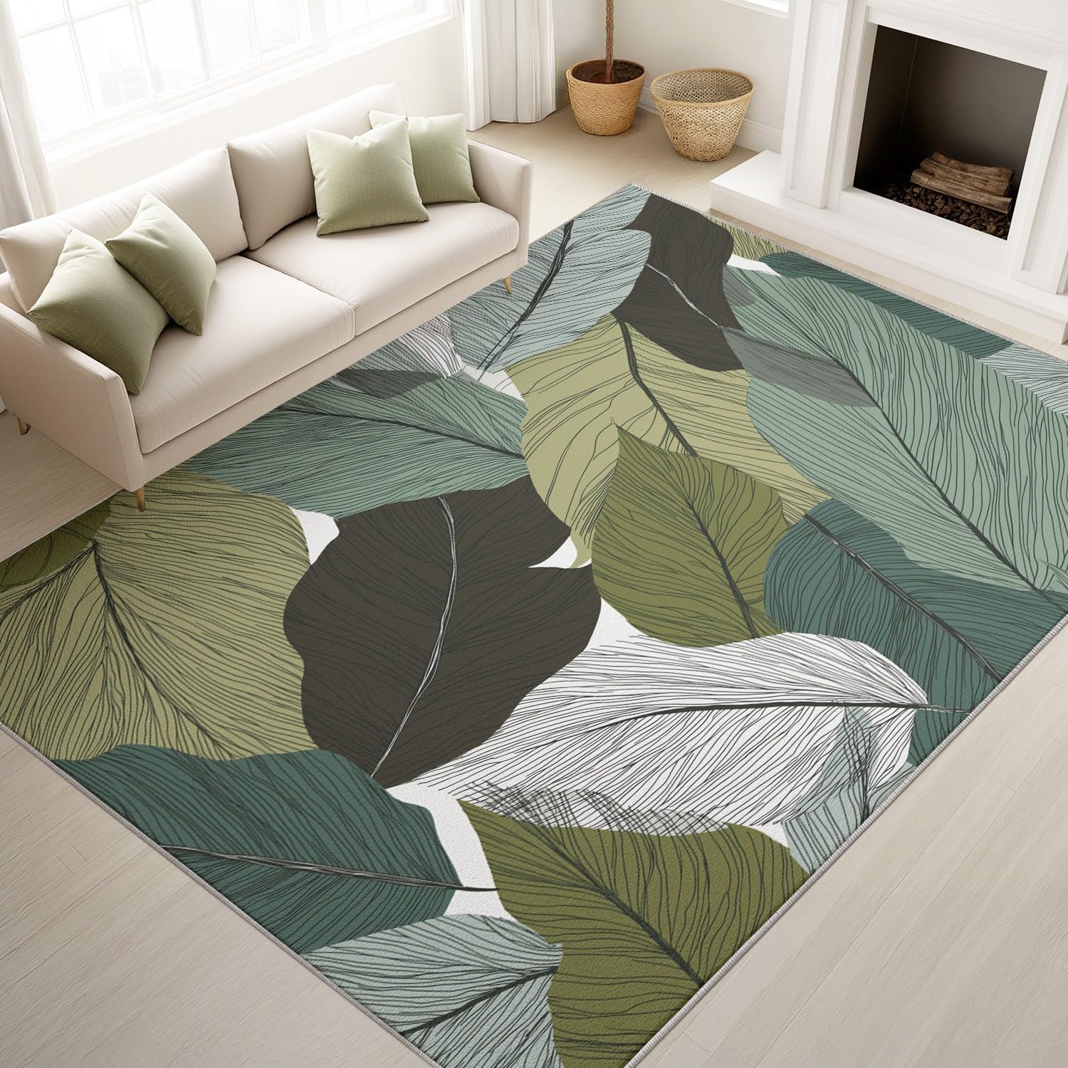 Tapis de salon plantes tropicales créez une ambiance fraîche et calme chez vous
