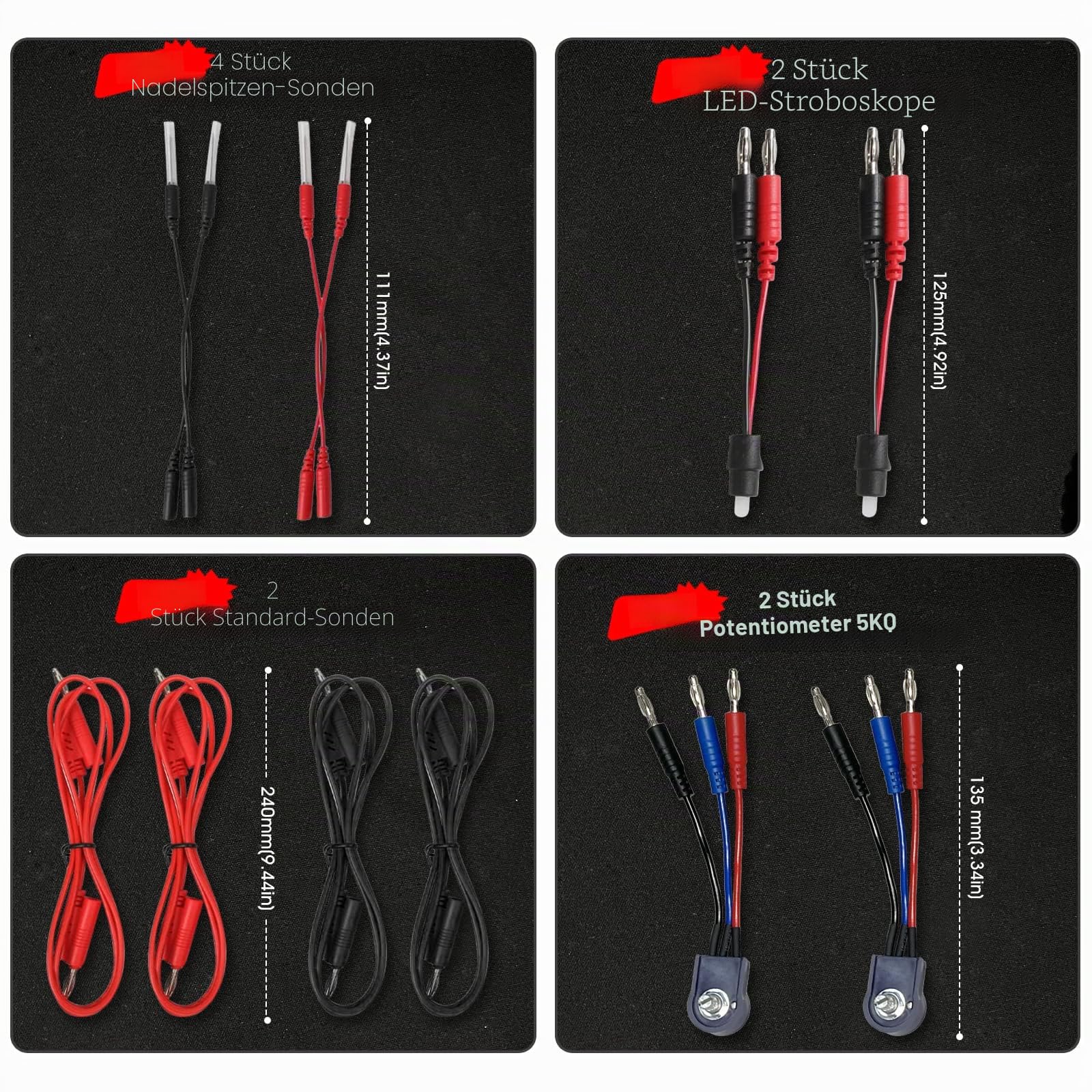 Messkabel für Multimeter, kfz Prüfkabel Set, Kethvoz Automotive Circuit Test Leads 92pcs Testkabelsatz mit Trage Tasche, Krokodilklemmen,Test Probes, SRS-Stecker 5KΩ Potentiometer