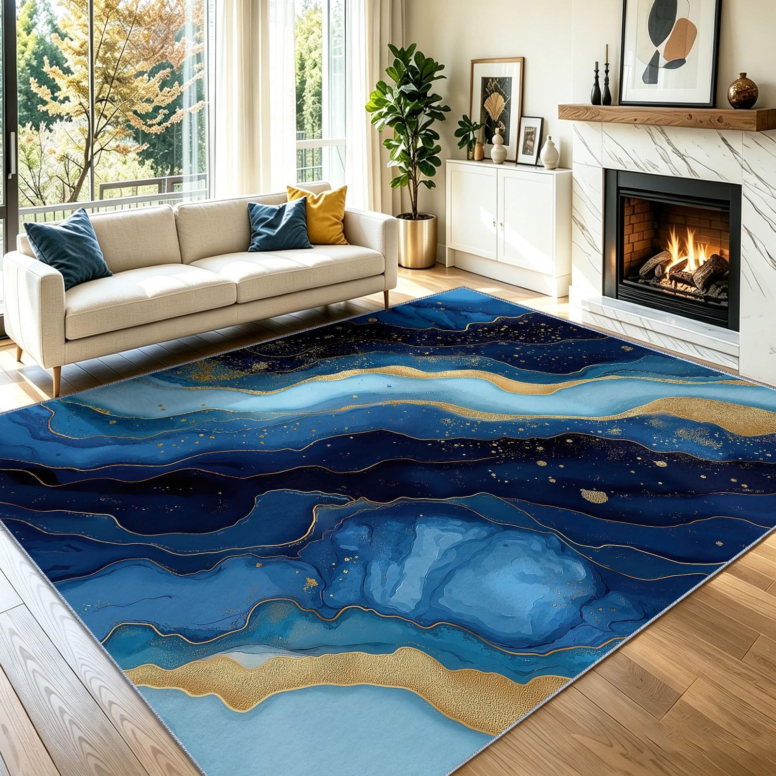 Tapis antidérapant lavable pour entrée et cuisine marbre art