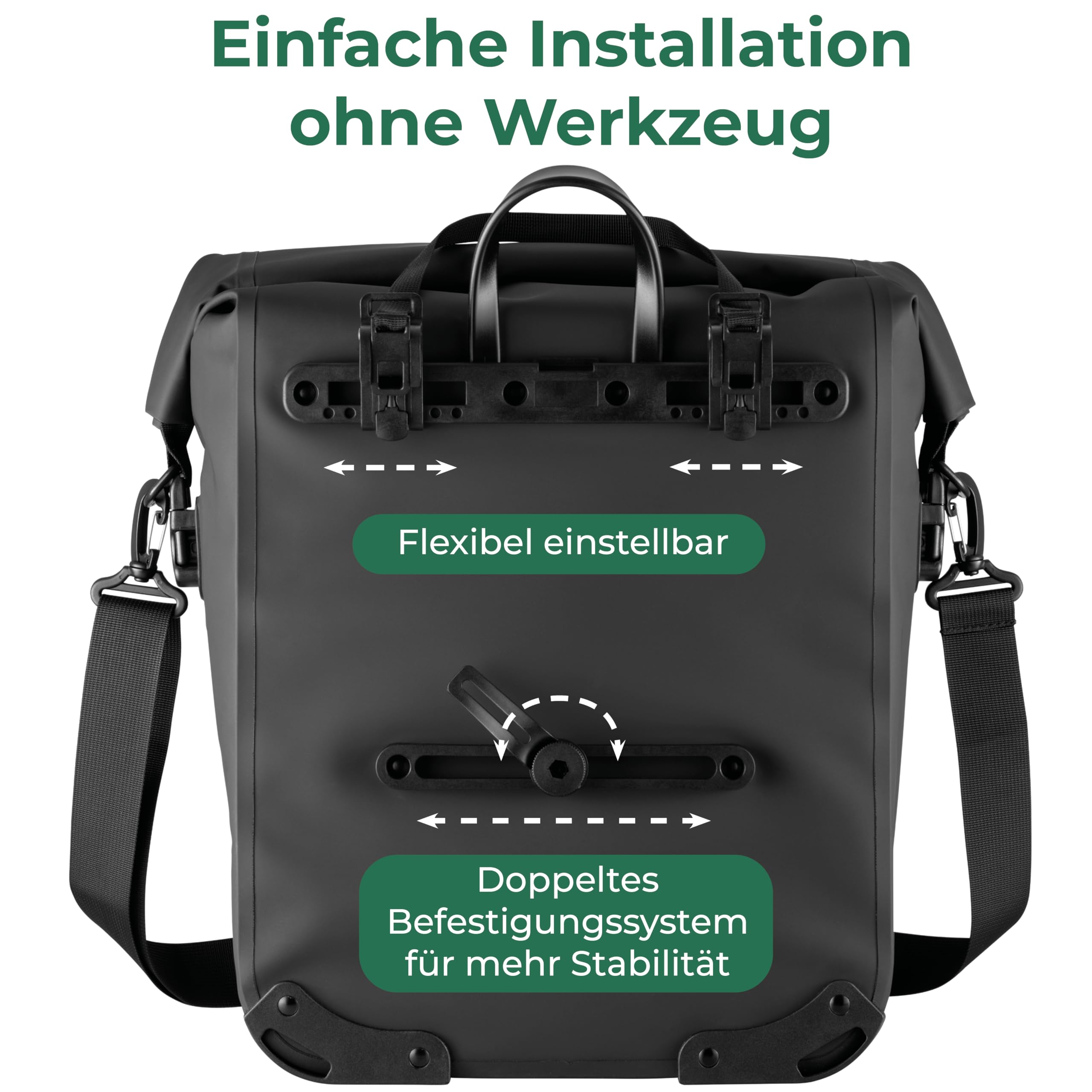 Steinwood Fahrradtasche Gepäckträger 20 L wasserdicht, Rolltop Packtasche