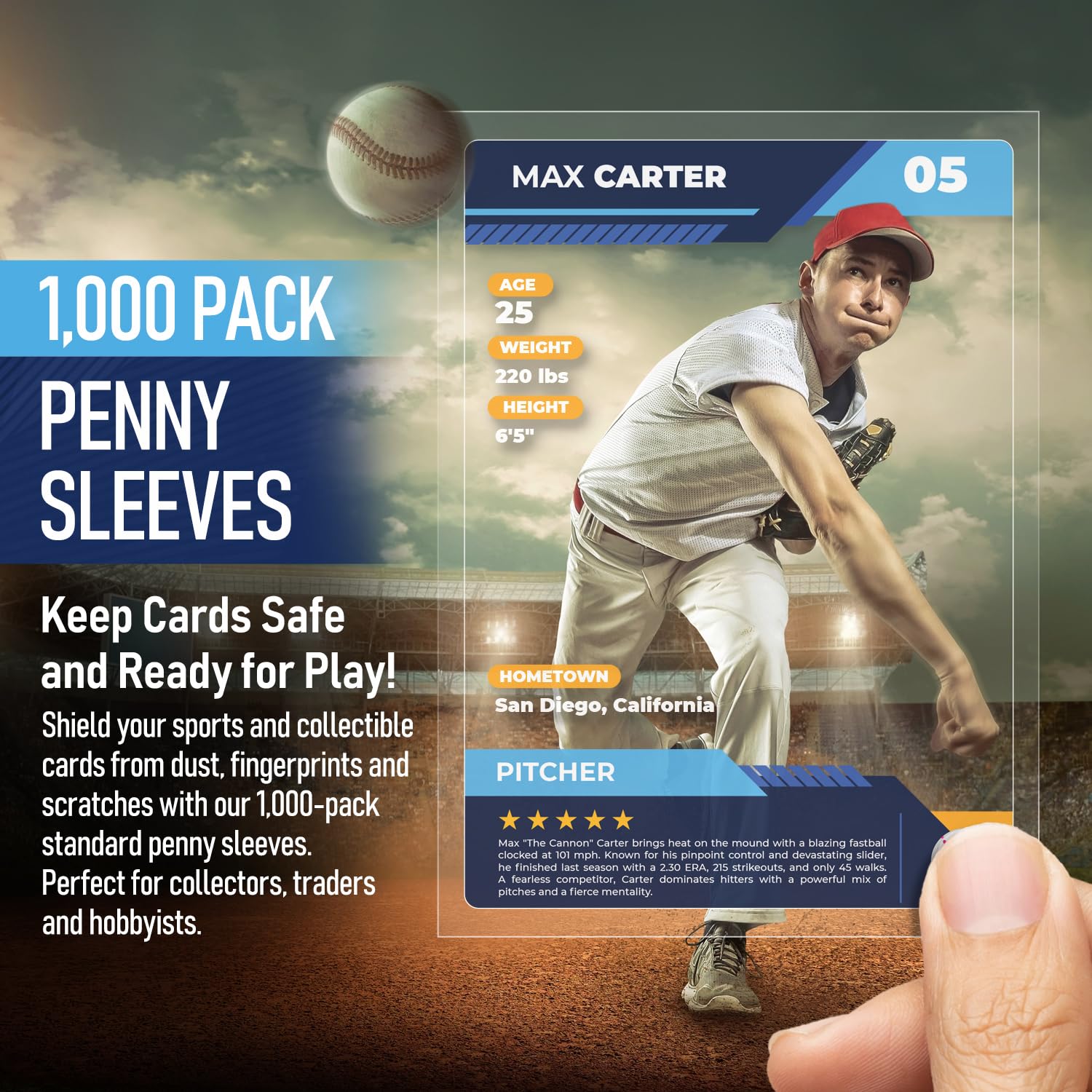 Amazon.com: Penny Sleeves & Baseball Card Sleeves. Soft, Ultra Clear  Plastic. Pro Sports (1000 Pack) : Toys & Games