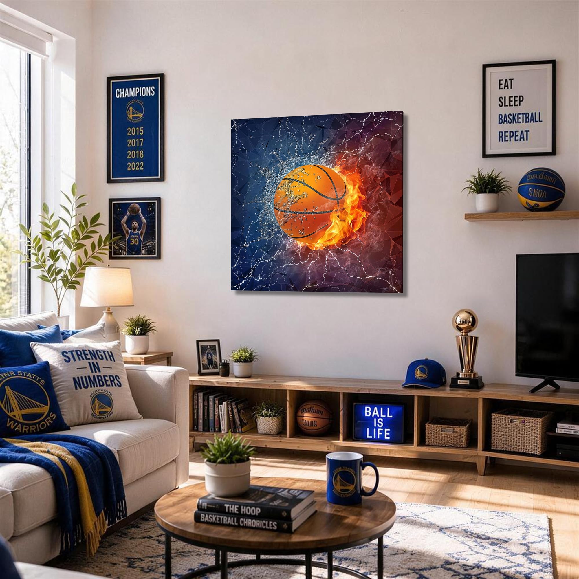 Amazon.com: Abstract Basketball Canvas Wall Art, Sports Room Decor