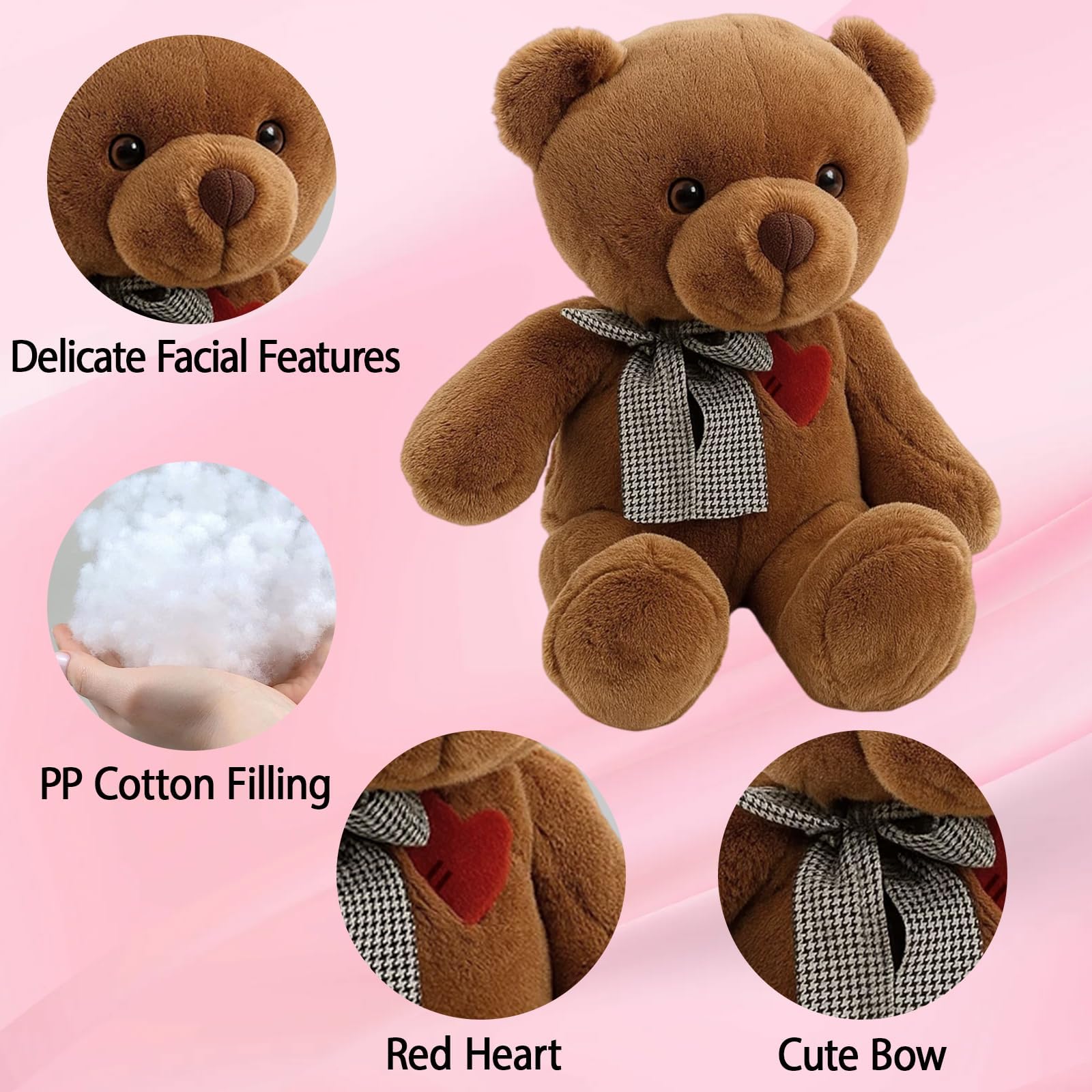 MyrkalaToy Small Teddy Bear, Bear Plush Toy for Girls and Adults Cute Brown Teddy Bear Stuffed Animal - Image 3