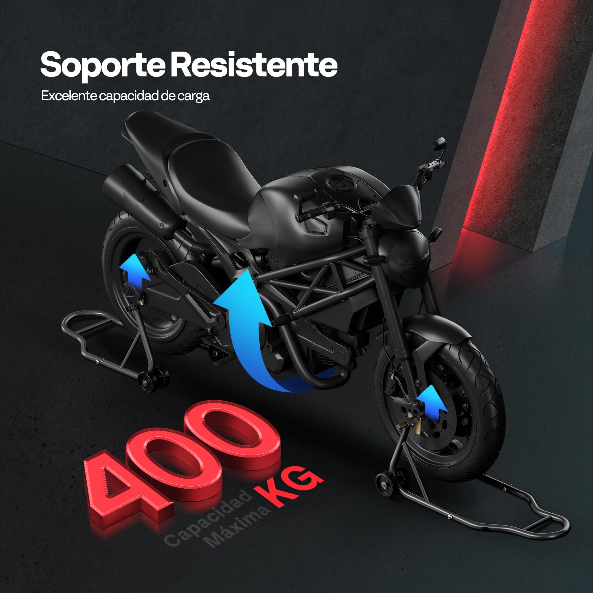 SPECSTAR Caballete Moto Elevador Universal para 400kg de Capacidad Ruedas Delanteras Traseras Combo de Elevación con U+L Carrete de Basculante Ajustable Soportes de Paddock de Trabajo Pesado