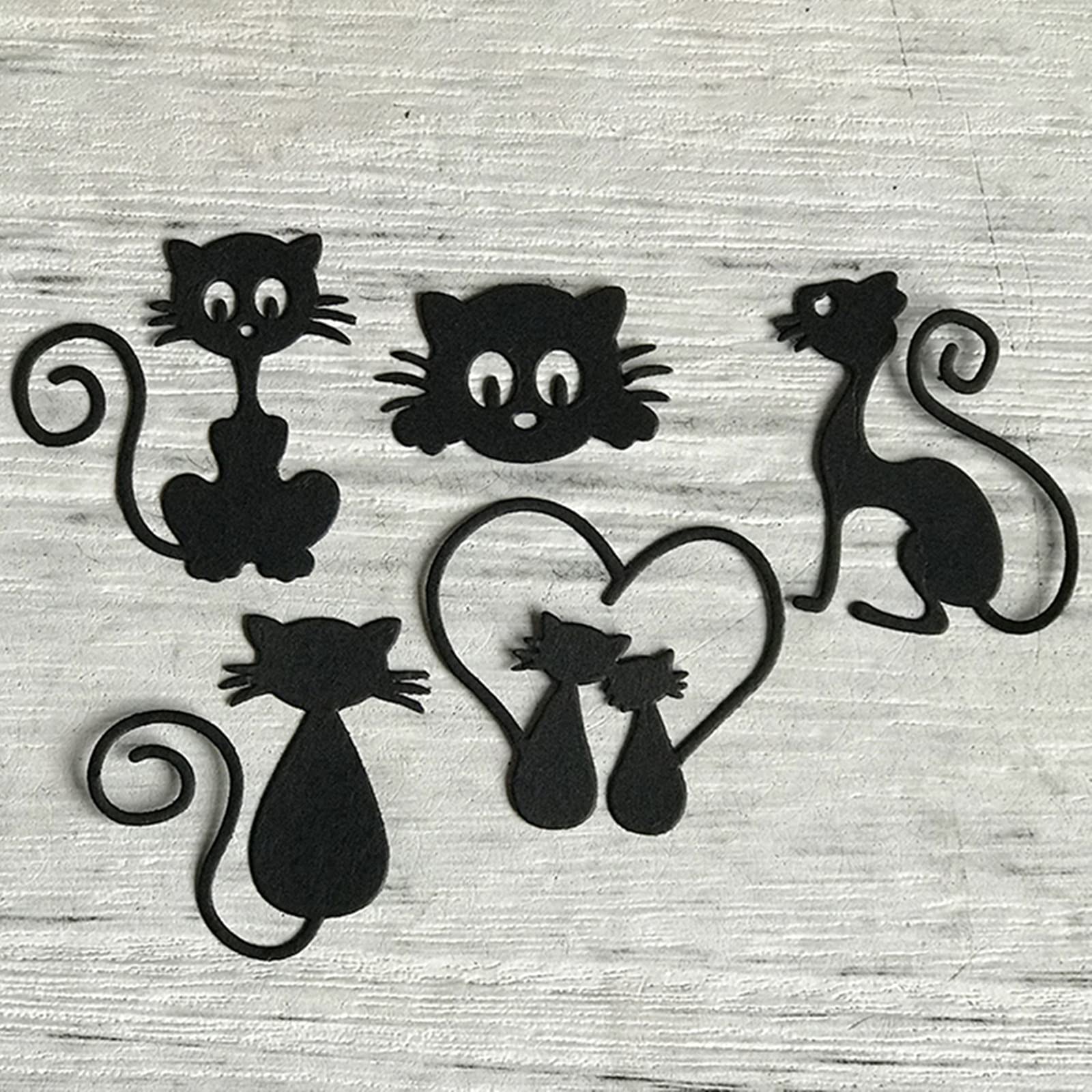 Set Fustella E Timbro Con Gatti Arroganti E Pesci - Per Scrapbooking, Biglietti Fai Da Te, Goffratura - Acciaio E Silicone