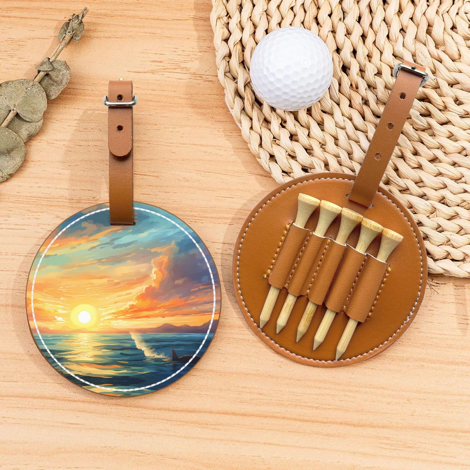 Bright Sunset Brown Golf tee Storage Bag - Durable and wear-Resistant Golf Accessories