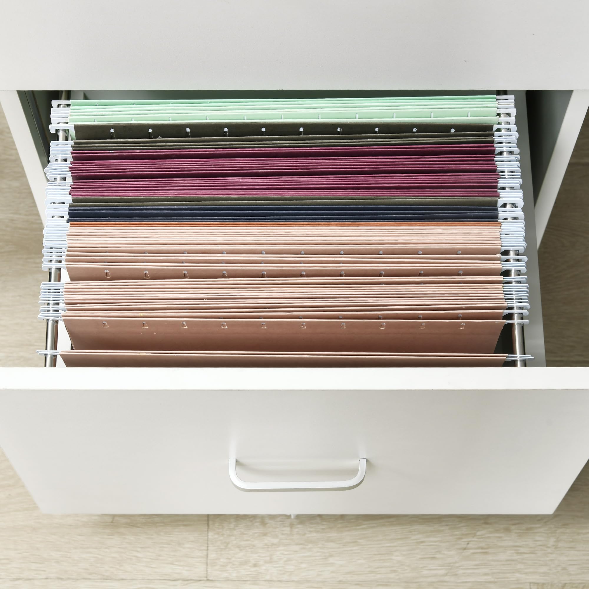 Vinsetto Armadietto da Ufficio e Studio con 2 Cassetti Bloccabili, 5 Ruote e Piano d'Appoggio, Schedario in MDF e Truciolato, 43x45x72cm, Bianco
