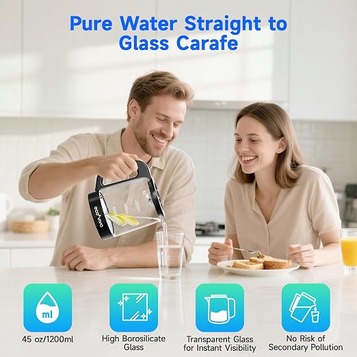 Filtro de agua por ósmosis inversa de mostrador, 6 etapas, con jarra de vidrio 44 oz miniatura 4