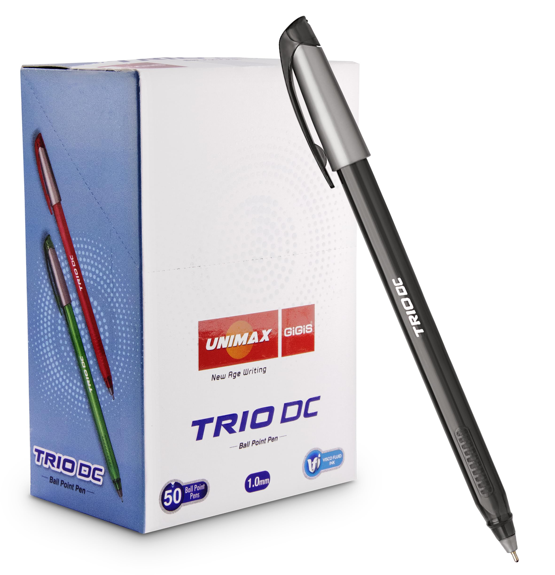 UM Trio DC Ballpen 50-Pieces Box, 1.00 mm Tip Size, Black