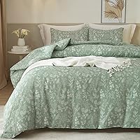 Vista 78 de 3 piezas de juego de funda de edredón tamaño individual XL, funda de edredón blanca con estampado floral azul, ropa de cama coquette de algodón