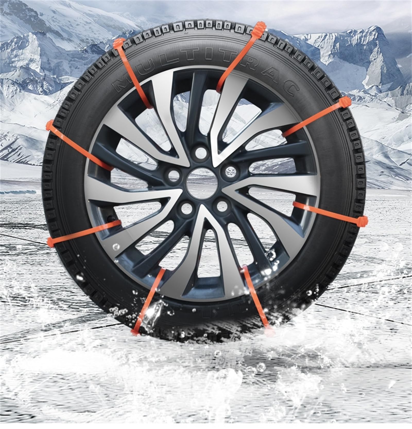 Lot de 20 sangles de pneu temporaires réglables et antidérapantes pour la neige - Poignées de traction universelles en hiver - Ceintures de sécurité d'urgence multifonctions