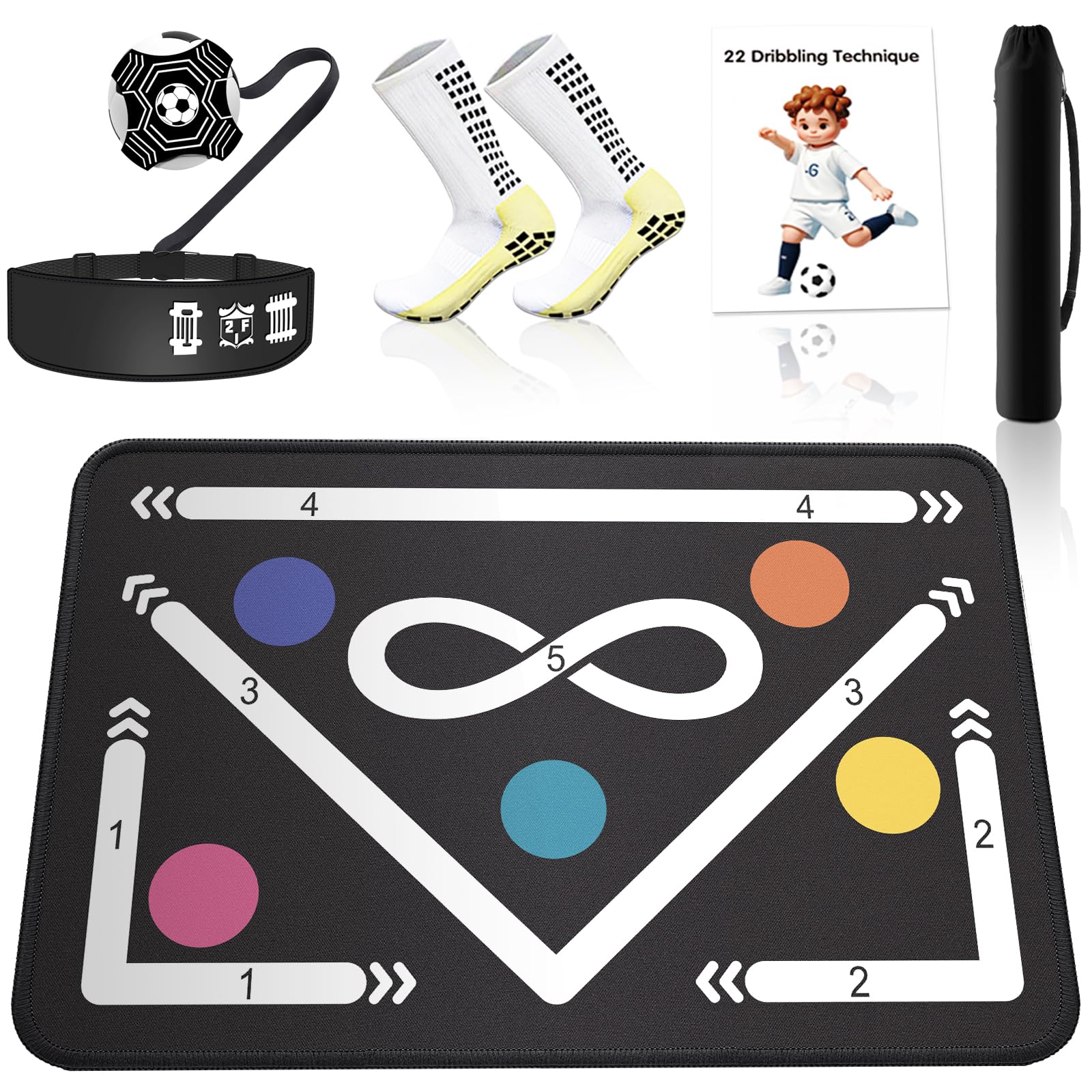 Soccer Training Mat with Silent Shock Absorption and Non-Slip Base for Footwork Training and Ball Mastery(Belt Version)