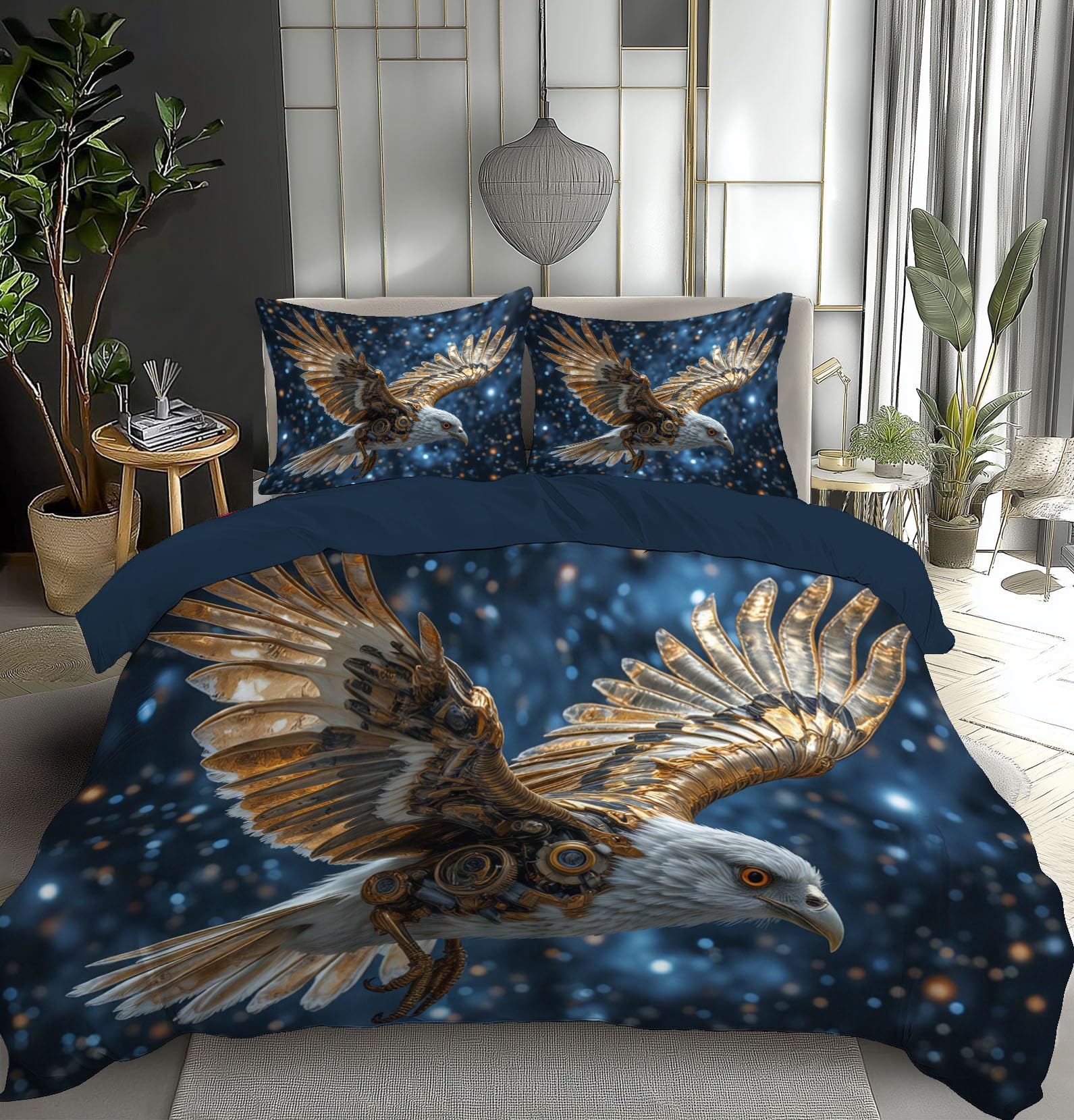 Parure de lit steampunk bleu foncé pour transformer l'ambiance de votre chambre adulte