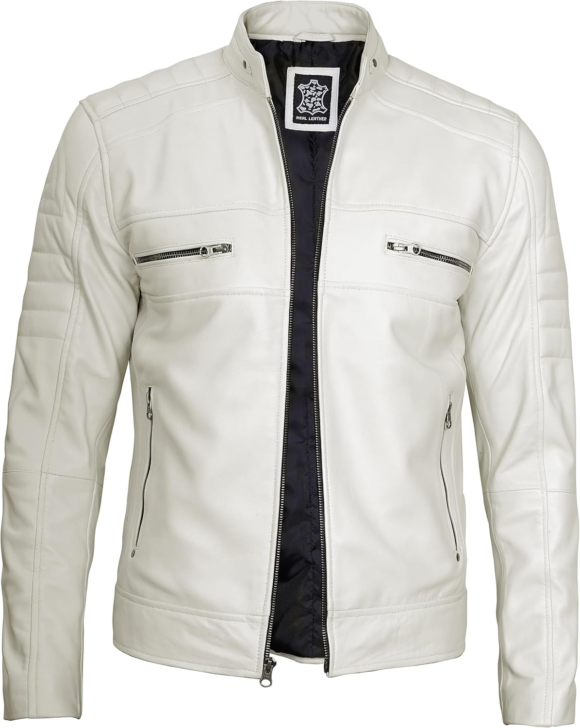 Decrum Leather Jacket Men - Cafe Racer Style Fashion Real Lambskin Leather Jacket For Men - Image 2