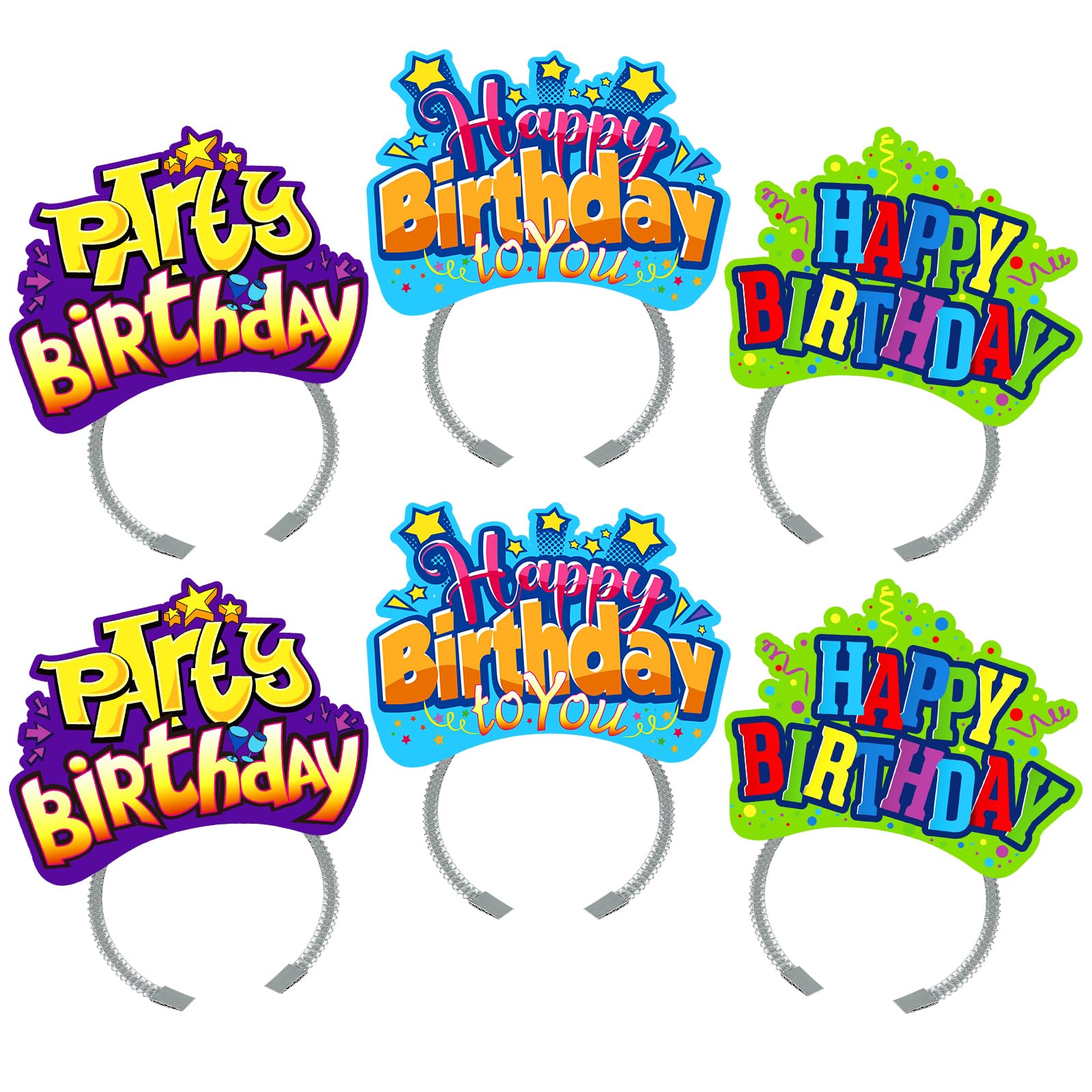 KKBES Happy Birthday Headbands, Paper Birthday Party Hats, 3 Patterns for Children and Adults Celebrating Birthdays