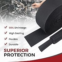 Vista 9 de Braided Sleeving 2:1 Shrinkable Fabric Heat Shrink Tubing- Abrasion Protection Flexibility Wiring Harness Cable Sheath (1/2" ID, 30ft)