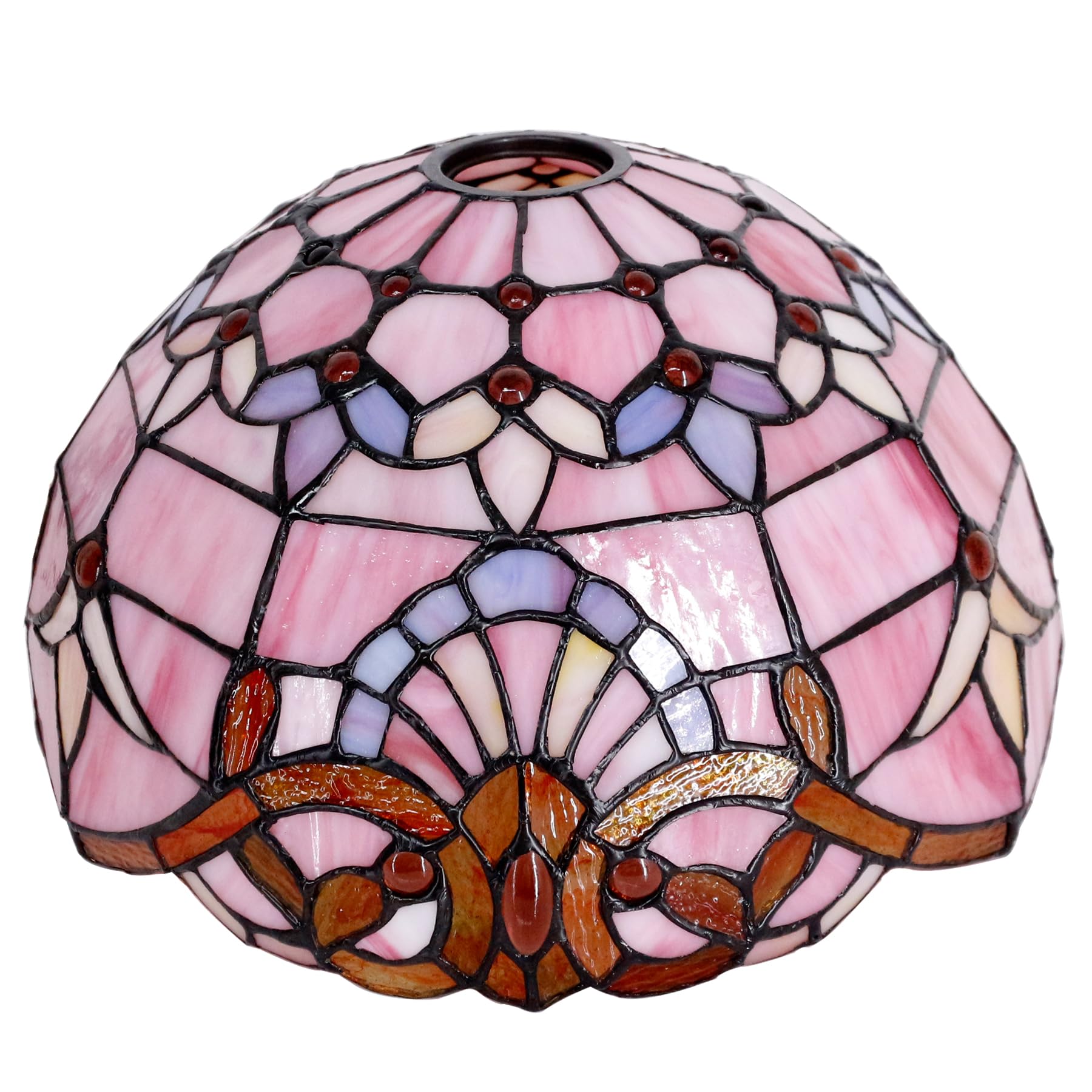 12 Inch Tiffany Lamp shade Replacement Only(Pink Baroque)